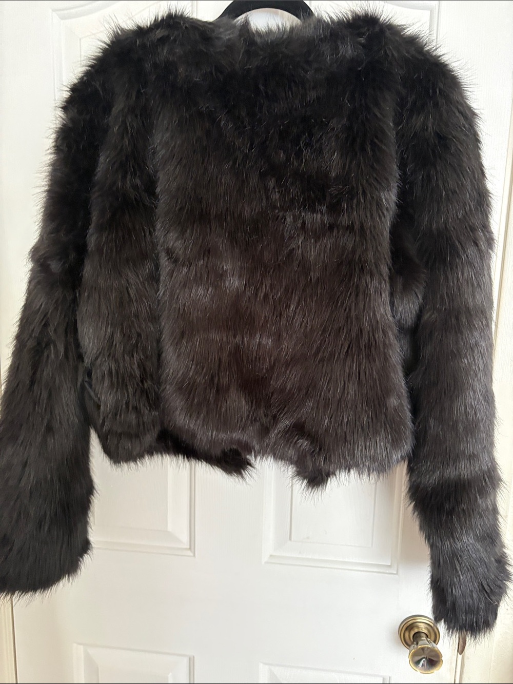 Fashion Nova Dark Charcoal Faux Fur Cropped Jacket - Picture 5 of 5